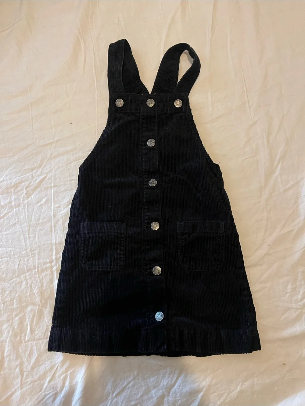 GAP Black Corduroy Button-Front Pinafore